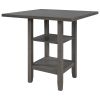 5-Piece Wooden Counter Height Dining Set with Padded Chairs and Storage Shelving