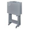 Girard Folding Tray Table Set;  26.38" Tall;  Gray Finish