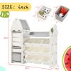 Kids Bookshelf Toy Storage Organizer with 17 Bins and 5 Bookshelves, Multi-functional Nursery Organizer Kids Furniture Set Toy Storage Cabinet Unit wi