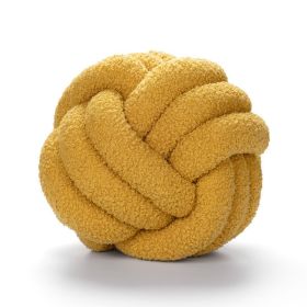 Soft Knot Ball Pillows Throw Knotted Handmade Round Plush Pillow (Color: yellow, size: )