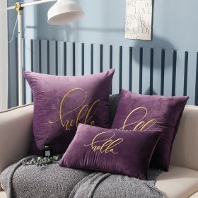 Simple Solid Color Gold Thread Embroidery Couch Pillow Netherlands Velvet Model Room Office Small Waist (Option: Purple And Cherry Color-55 √ó 55cm With Core)